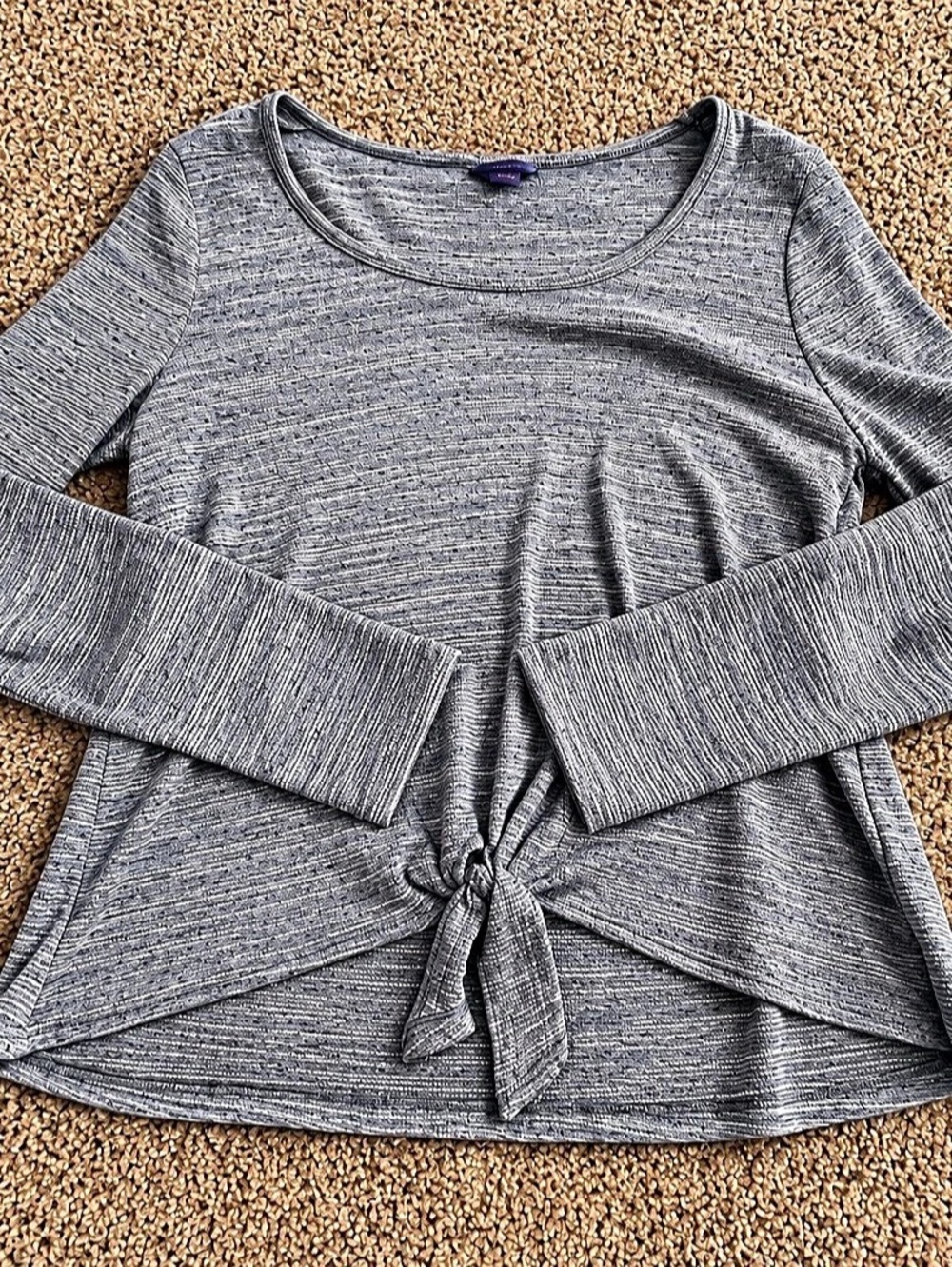 Aeropostale Gray Waffle Knit Tie Front Top Size L